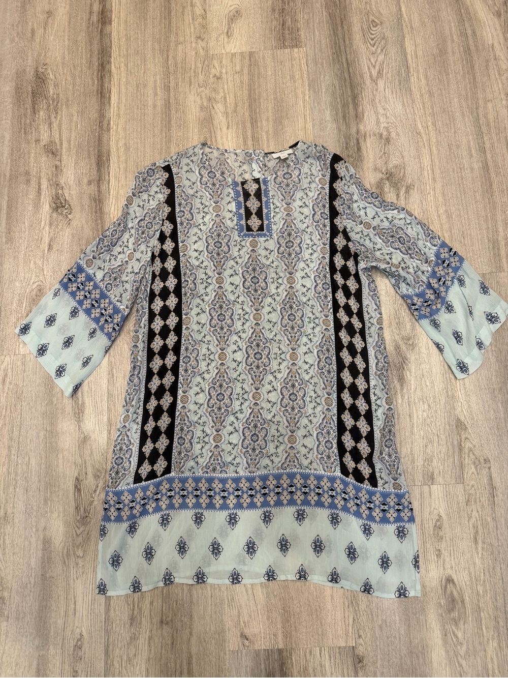 J.Jill Blue Paisley Boho Tunic Dress Small 100% Rayon